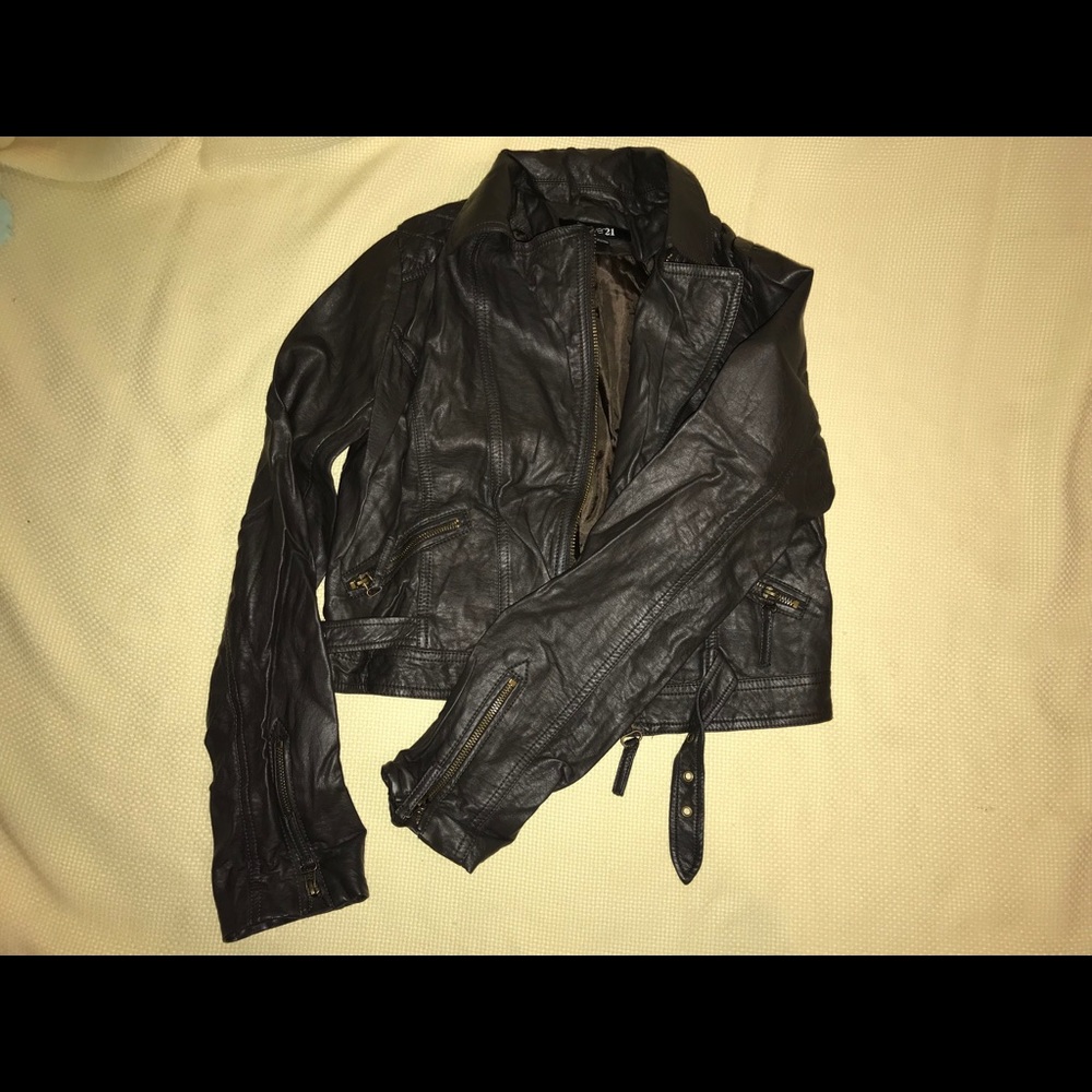 Brown leather jacket